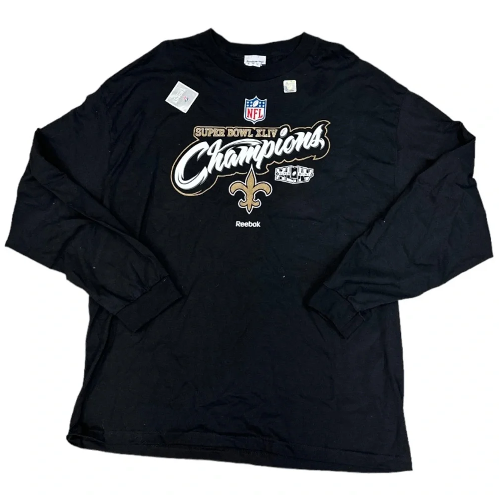 NFL New Orleans Saints Reebok Super Bowl Long Sleeve TShirt Size 2XL NWT Vintage - Picture 2 of 8